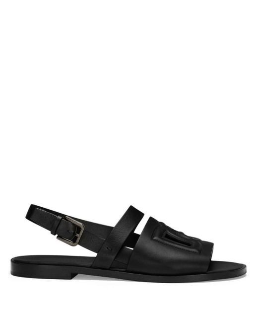 Dolce & Gabbana Leren Slippers in het Black voor heren