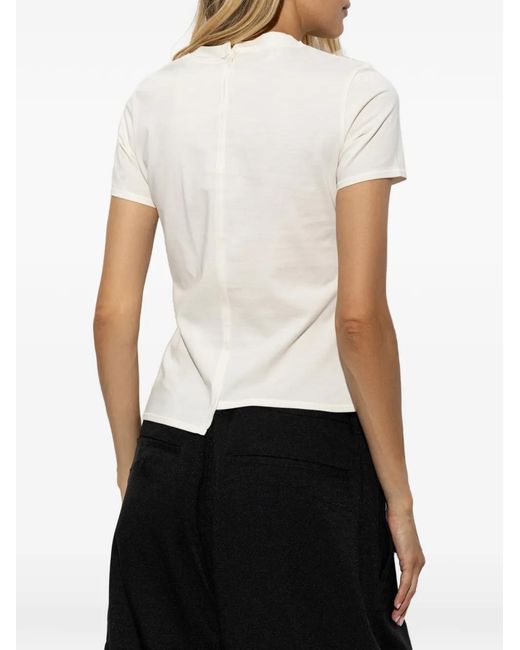 Y-3 White Logo-Print Asymmetric T-Shirt