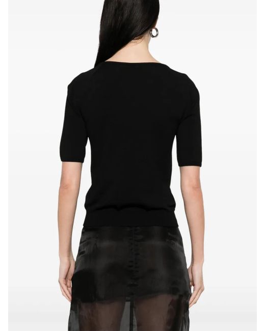 McQueen Black Fine-Knit T-Shirt