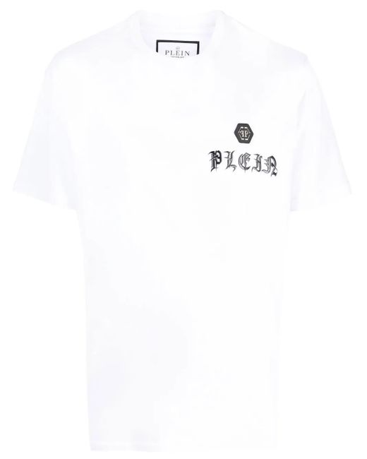 Philipp Plein White Chest Logo-Print Detail T-Shirt for men