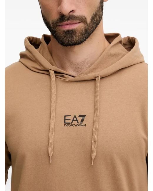 EA7 Natural Logo-Detail Hooded Tracksuit for men