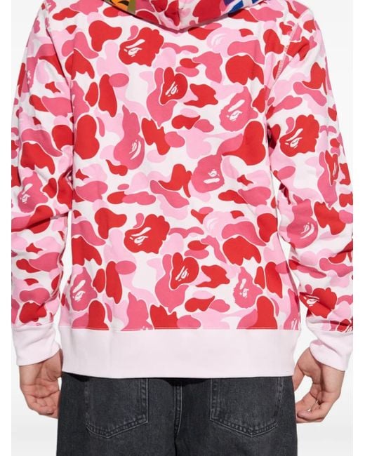 A Bathing Ape Red Camouflage-Pattern Hoodie for men