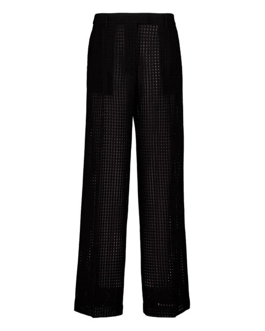 LaDoubleJ Black Grid-Pattern Cotton Trousers