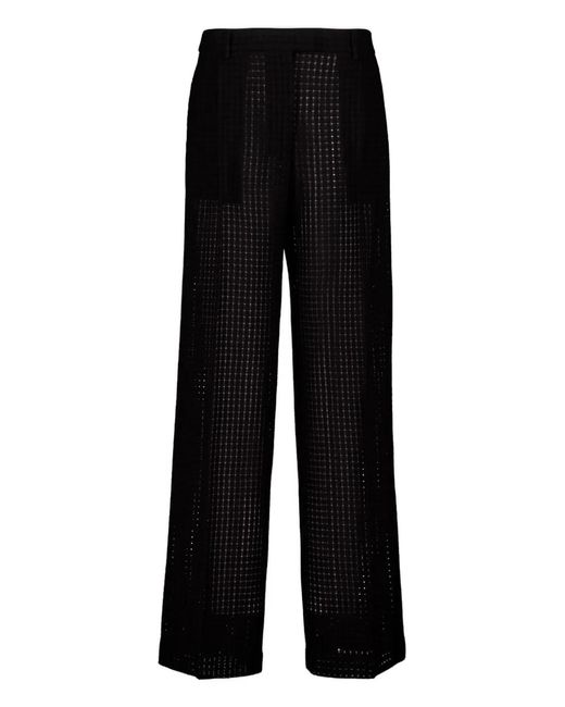 LaDoubleJ Black Grid-Pattern Cotton Trousers