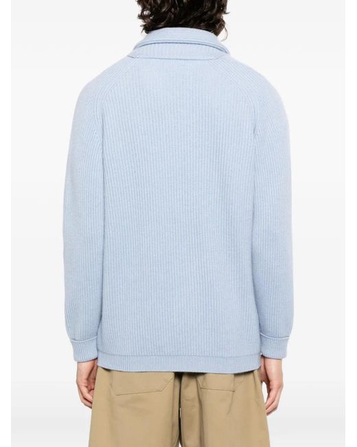 N.Peal Cashmere Blue Kensington Cardigan for men