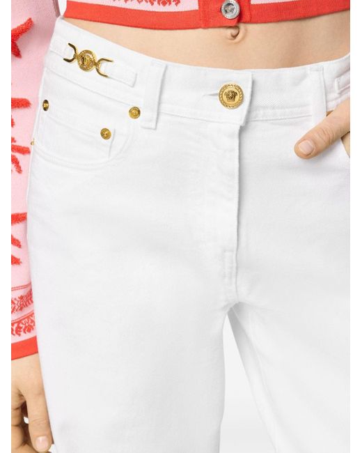 Versace White Mid-rise Flared Jeans