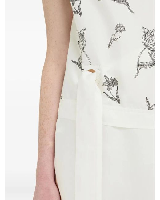 Ferragamo White Midikleid Mit Blumen-Print
