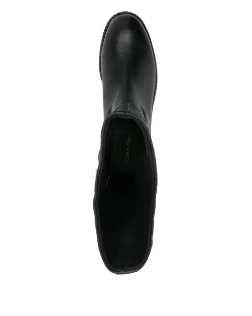 Calvin Klein Black Logo-Embossed Boots