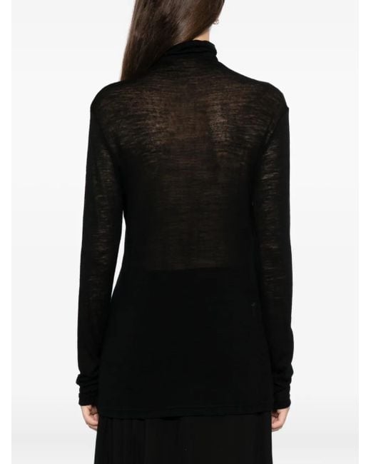 Yohji Yamamoto Black T-Shirt Mit Rollkragen