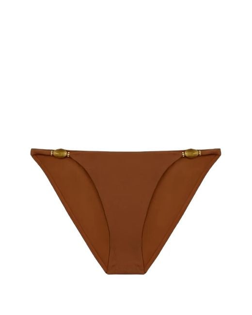 ViX Brown Firenze Olivia Bead-Embellished Bikini Bottoms