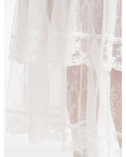 B+ AB White V-Neck Midi Dress