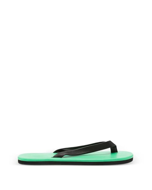 Auralee Green Leather Flip-Flops for men