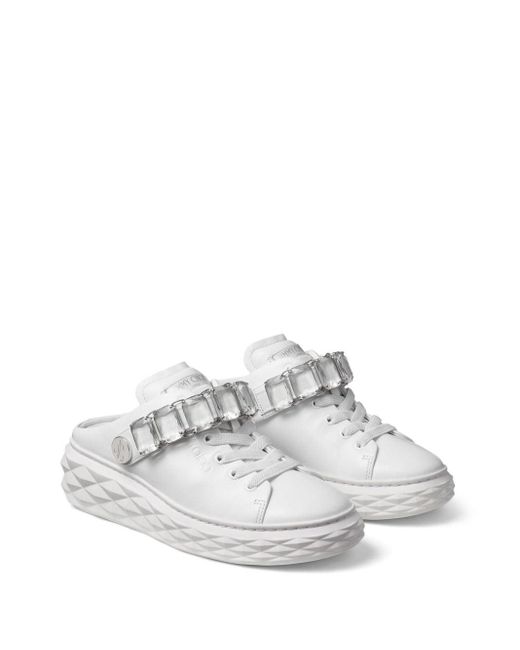 Jimmy Choo Diamond Maxi Sling Slippers in het White