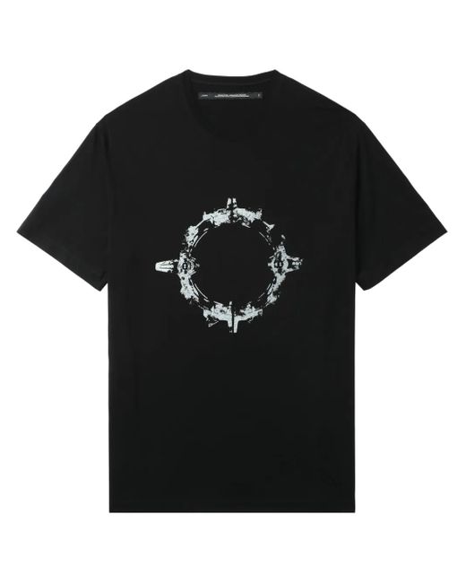 Julius Black Abstract-Print Crew-Neck T-Shirt for men