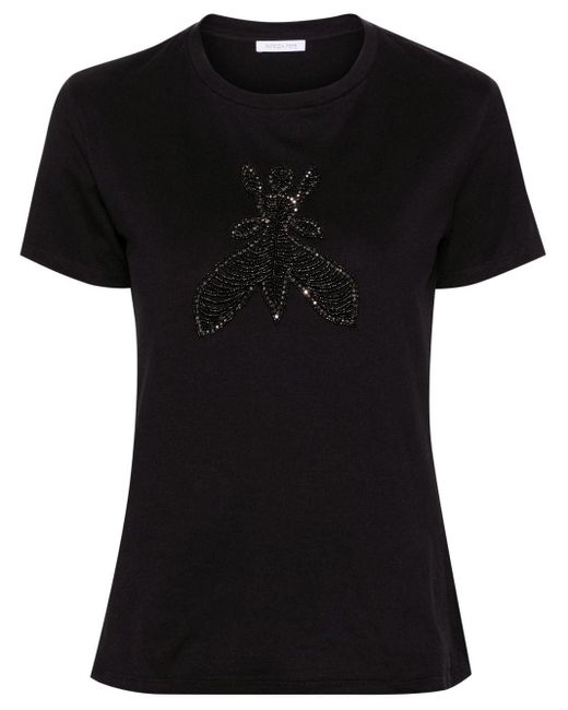 T-shirt Fly con perline di Patrizia Pepe in Black