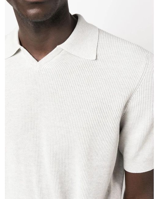 Brunello Cucinelli White Cotton Polo Sweater for men