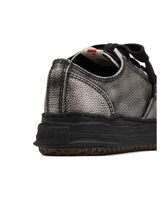 Maison Mihara Yasuhiro Black Brushed Leather Low-Top Trainers