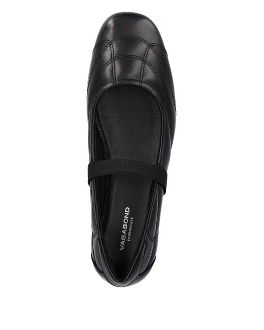 Vagabond Black Hillary Quilted Elastic-Strap Ballet Flats
