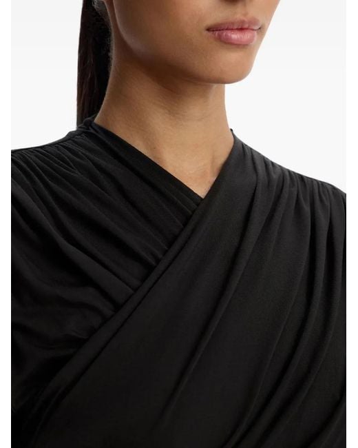 12 STOREEZ Black Draped Cowl-Neck Midi Dress