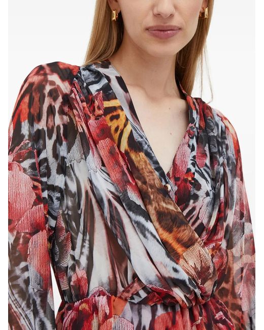 Marciano Mini-Jurk Met Dierenprint En V-Hals in het Red