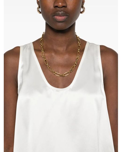 Max Mara White Silk Satin Top