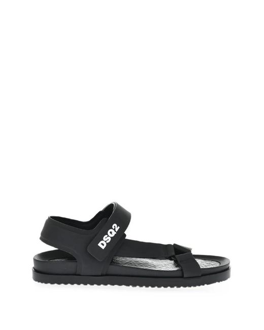 DSquared² White Logo-Print Touch-Strap Sandals for men