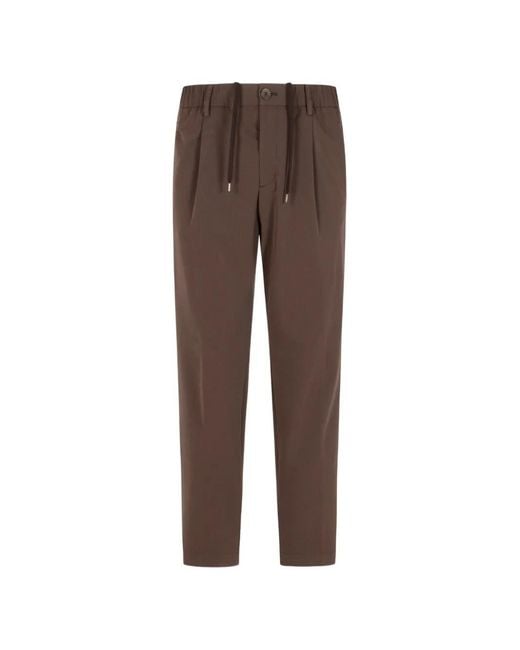 Herno Brown Drawstring Textured Trousers for men