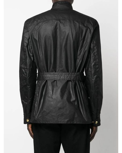 Barbour Black Logo-Patch High-Neck Coat for men