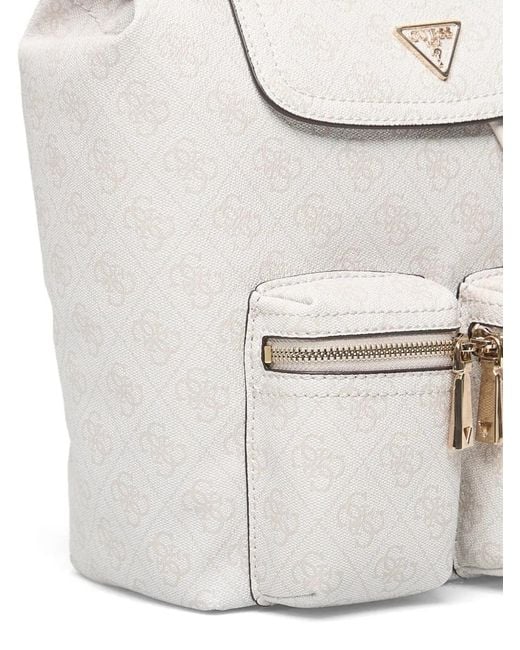 Guess White Manhattan 4G Logo-Print Mini Backpack