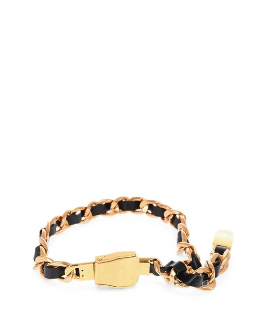 Balmain Brown Chain-Link Leather Belt