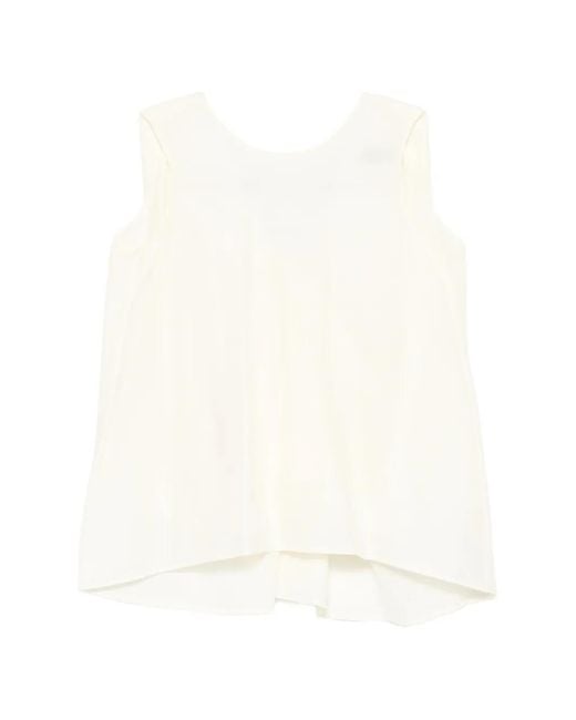 ELEH White Blouse Évasée À Design Sans Manches