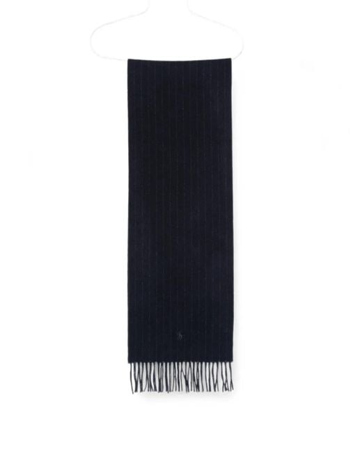 Polo Ralph Lauren Blue Pinstripe-Pattern Cashmere Scarf for men