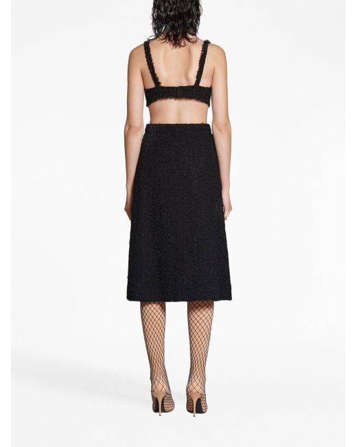 Balenciaga Black Tweed Midi Skirt