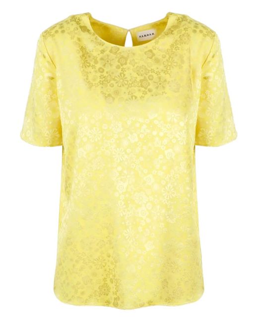 P.A.R.O.S.H. Yellow Floral-Motif Blouse