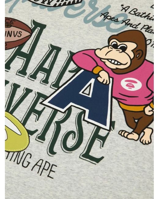 Aape By A Bathing Ape Gray Aapeunvs College Graphic-Print T-Shirt for men