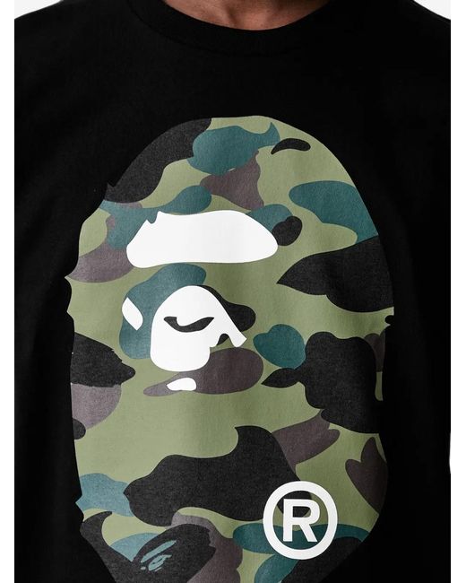 A Bathing Ape Black Ape Head Camouflage-Print T-Shirt for men