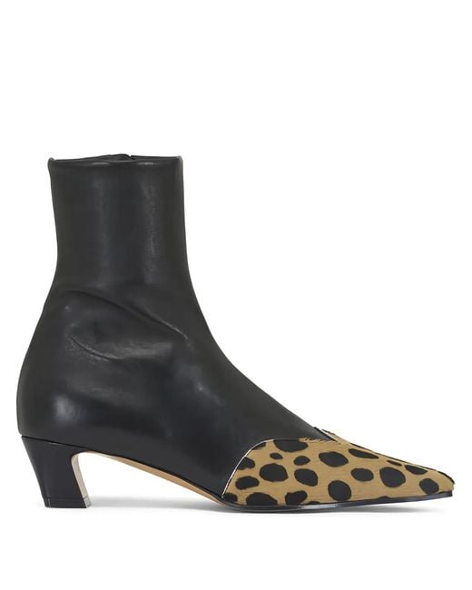 Khaite Black 40Mm Nevada Hyena-Print Square Toe Boots