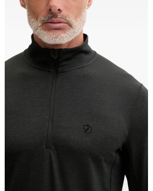 Fjallraven Black Abisko Quarter-Zip Logo-Embroidered Sweatshirt for men