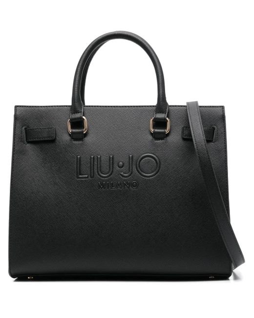 Liu Jo Black Large Logo-Embossed Tote Bag
