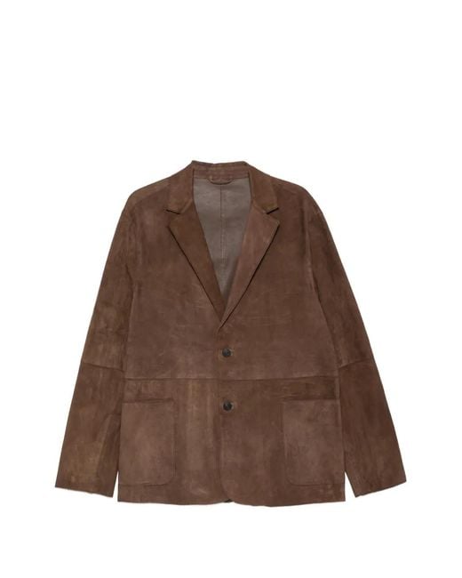 Leather Authority Brown Pocket Panelled Blazer for men