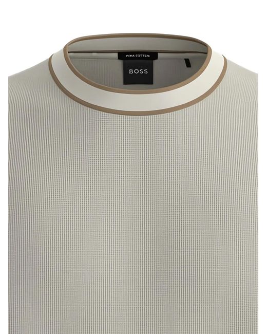 Boss Gray Structured Cotton T-Shirt for men