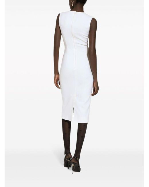 Dolce & Gabbana White Sleeveless Midi Dress