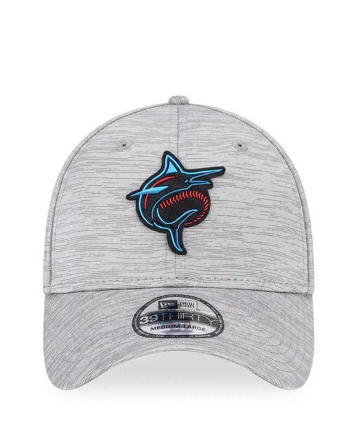 KTZ Gray 39Thirty Miami Marlins Clubhouse Flex Fit Cap for men