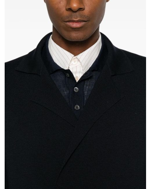 Tagliatore Black Double-Breasted Knit Jacket for men