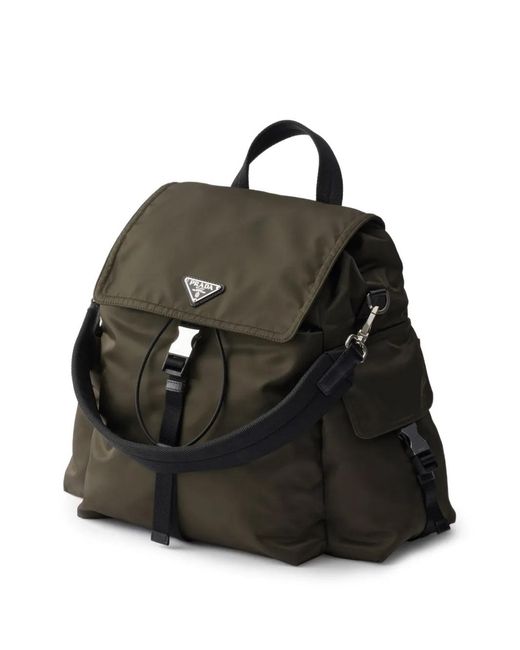 Prada Black Explore Re-Nylon And Leather Backpack for men