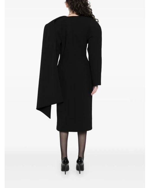 Mugler Black Scarf Wool Coat