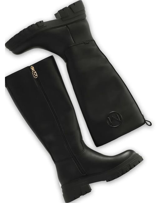 Mexx Black Logo-Patch Lug-Sole Boots