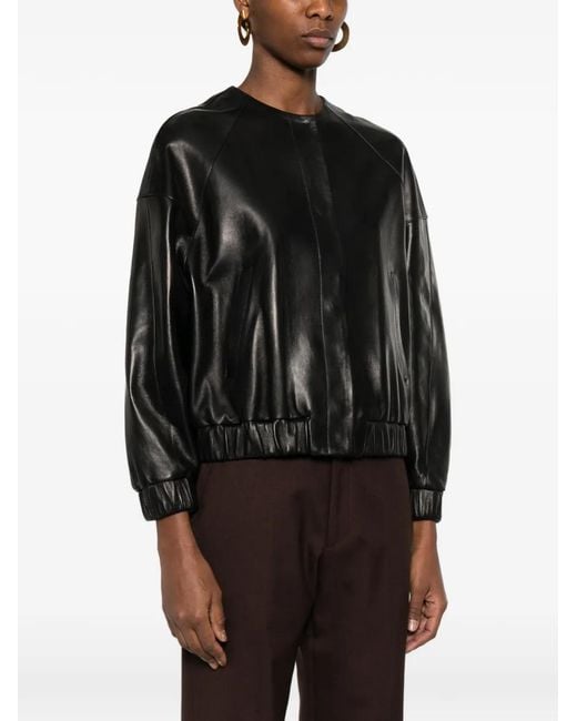 Kiton Black Ribbed Leatherjacket