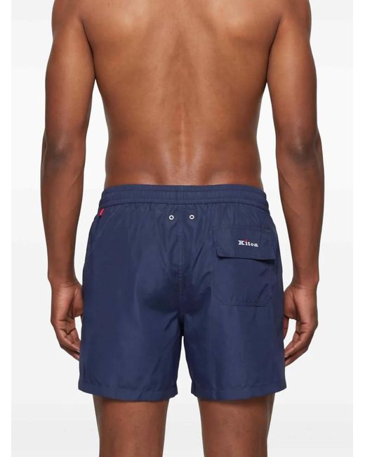 Kiton Blue Drawstring Swim Shorts for men