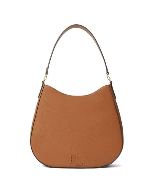 Ralph Lauren Brown Sac Porté Épaule À Logo Embossé